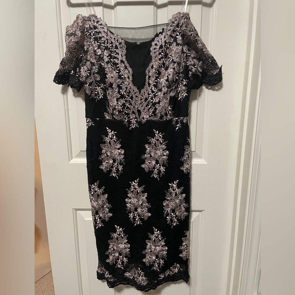 Elegant Black and Pink Lace Dress